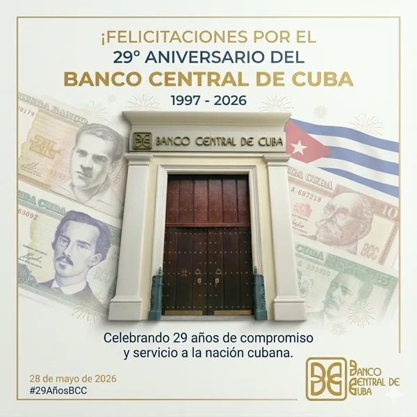 Imagen de felicitación al Banco Central de Cuba por su aniversario 29 de creación. Imagen de felicitación al Banco Central de Cuba por su aniversario 29 de creación.