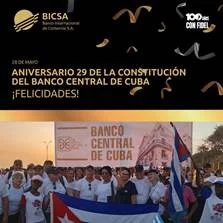 Postal de felicitación del BICSA al BCC por su aniversario 29 de creación.